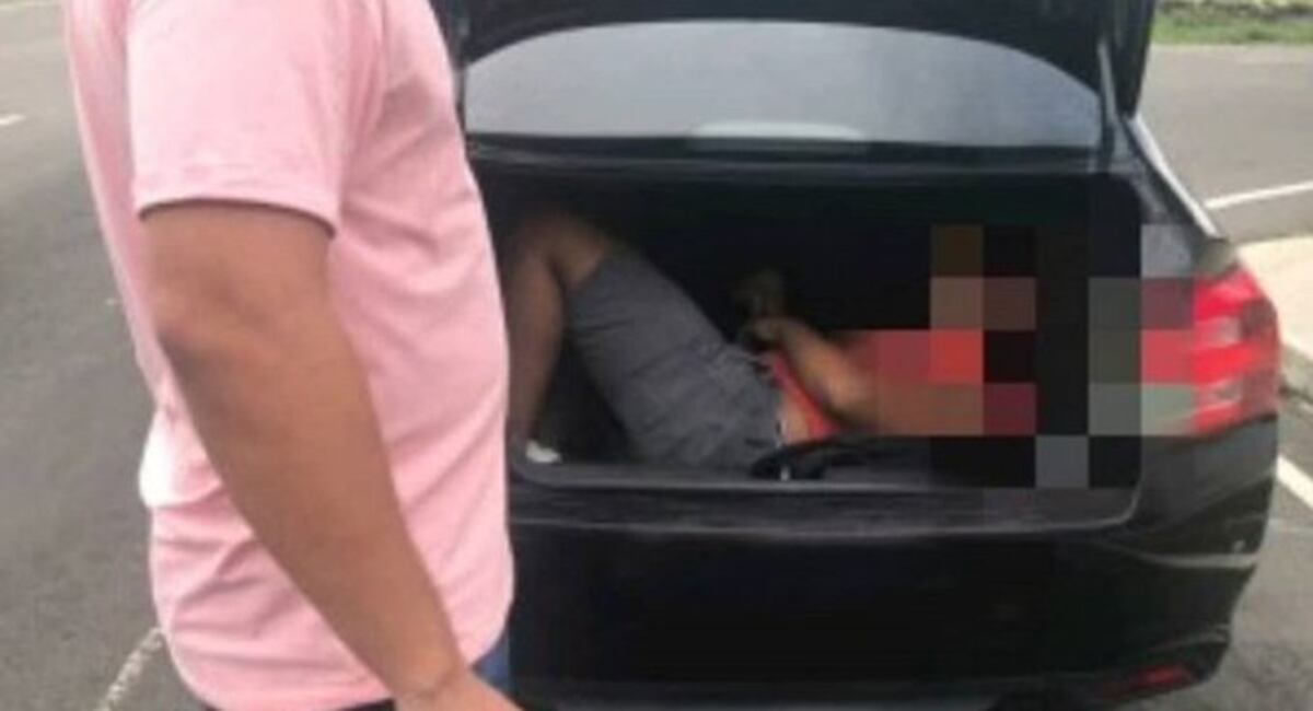 Nombre, no. Sorprenden a hombre en maletero del carro evadiendo cerco sanitario