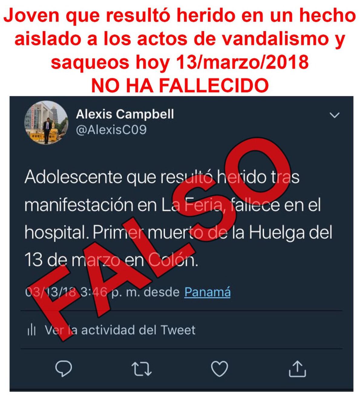 ¡ES FALSO! Policía Nacional desmiente la muerte de un menor en Colón