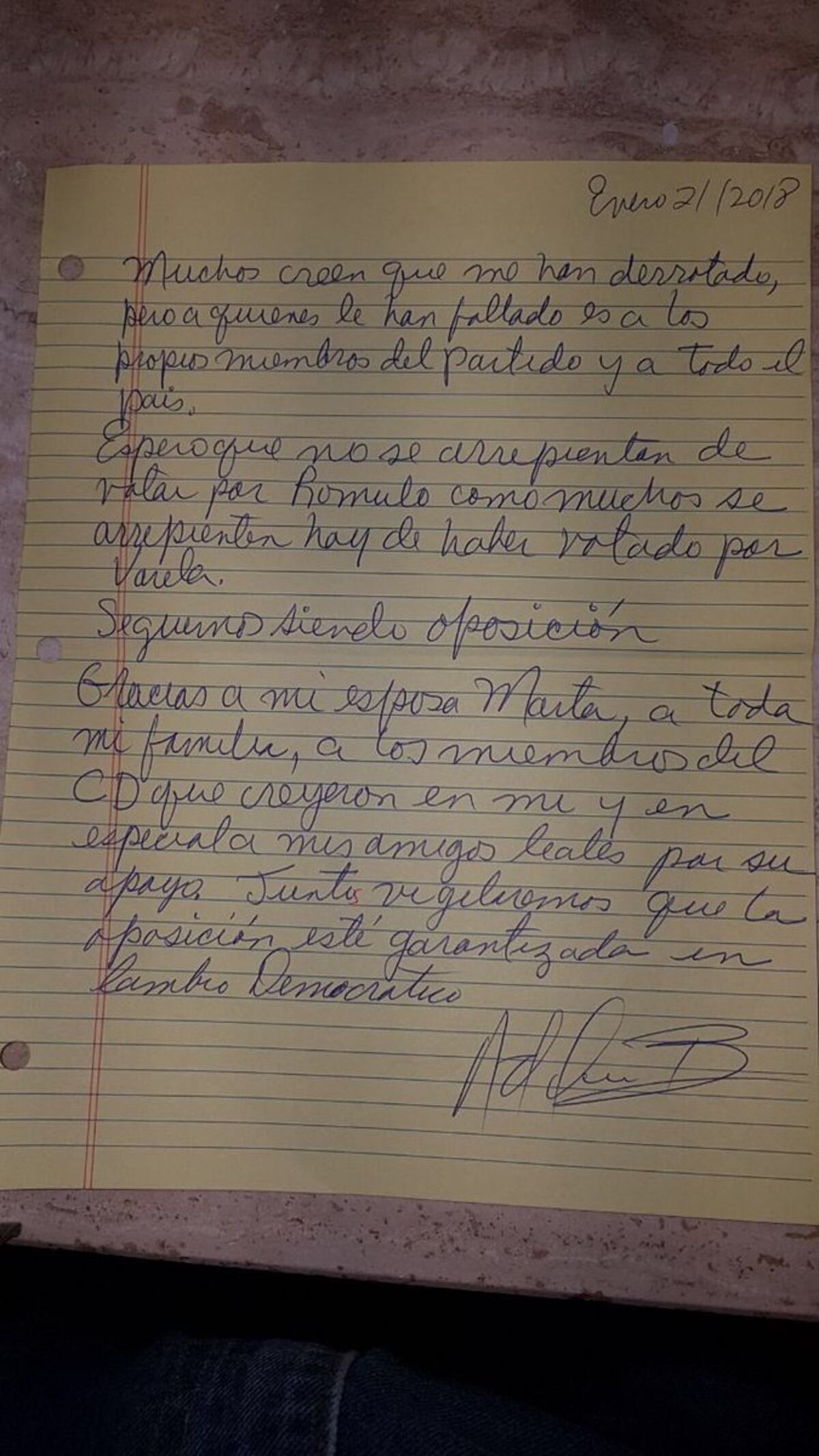 Martinelli envía carta a copartidarios y espera que no se arrepientan de Roux