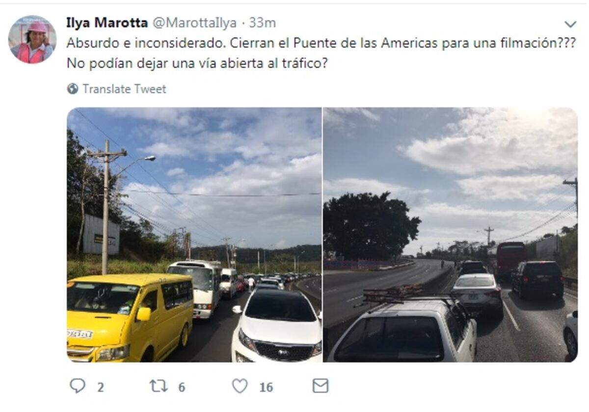 Filmación provoca cierre del puente de las Américas, tranque y enojo 