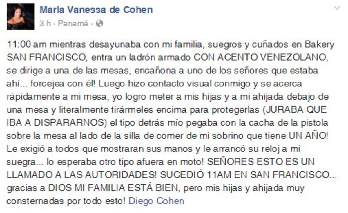  ¡HORROR! Venezolanos asaltan a mano armada donde desayunaba hija de Billy Ford