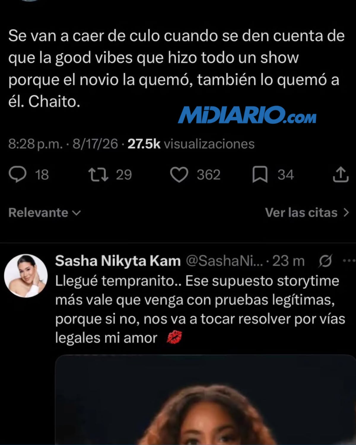 ¡BOMBA! Sasha Nikyta tiró un ‘picantito’ en X tras comentario sobre supuesta infidelidad: ‘Más vale que venga con pruebas’ y desató tremendo revulú