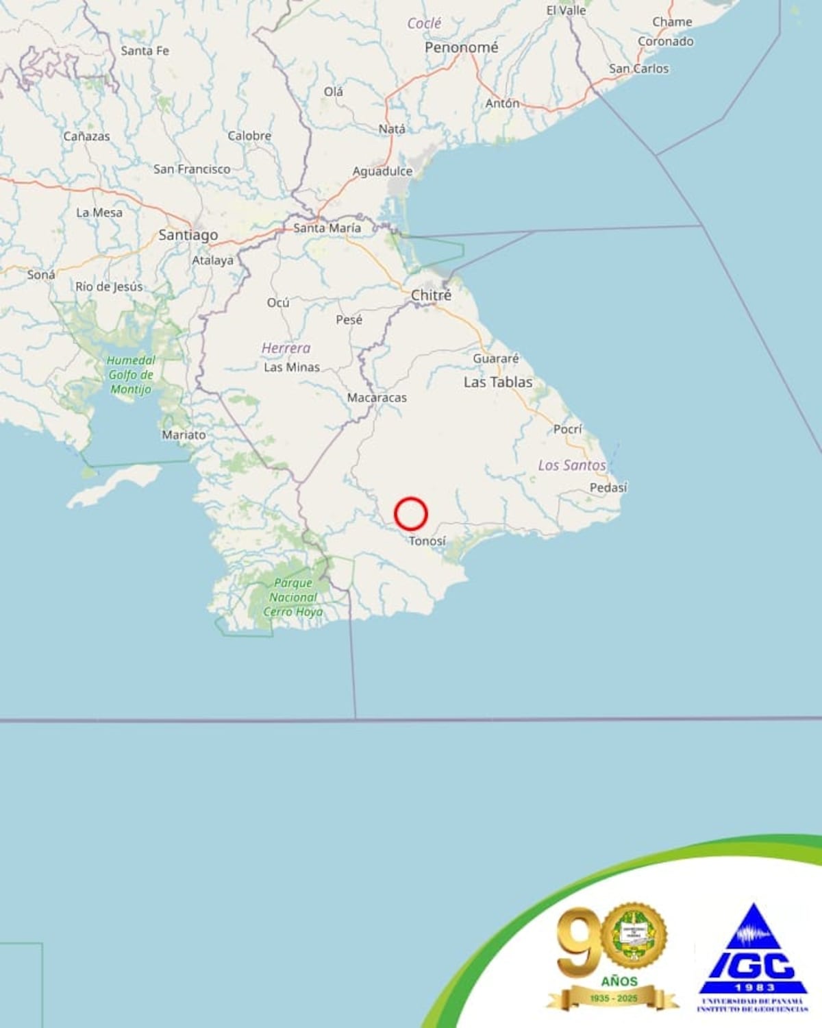 ¡Otra réplica sacude a Panamá! Reportan sismo de magnitud 5.0 cerca de Tonosí este sábado
