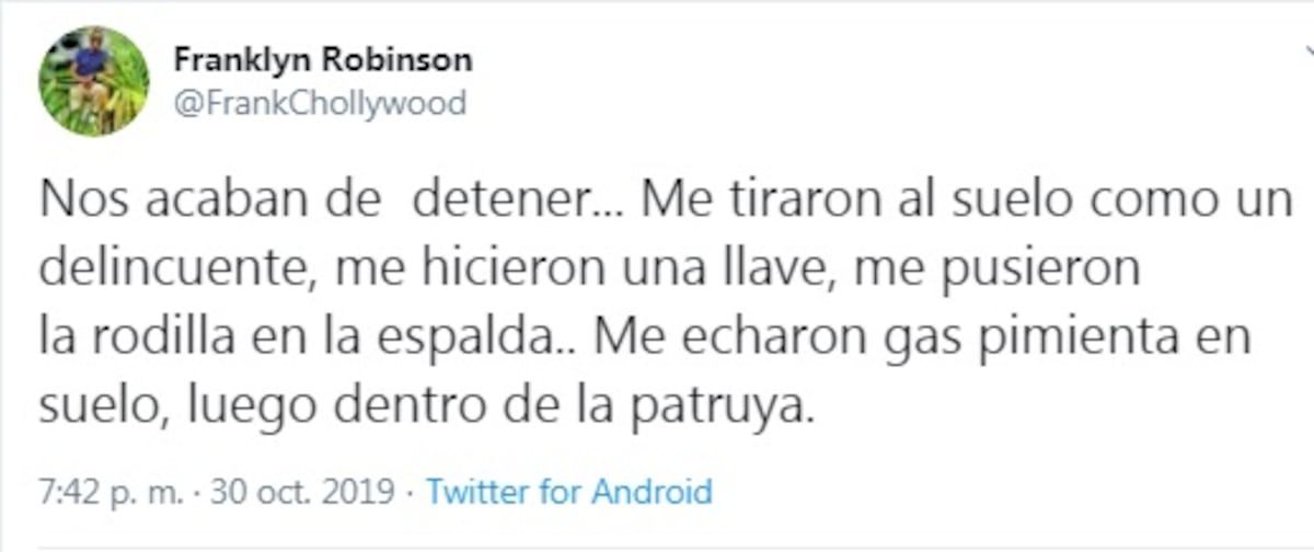 Policías detienen a Franklyn Robinson en la Cinta Costera. Video