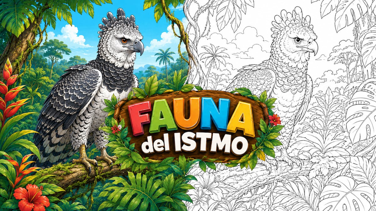El águila harpía vuela en ‘Fauna del Istmo’: Mi Diario trae una lámina para colorear y aprender