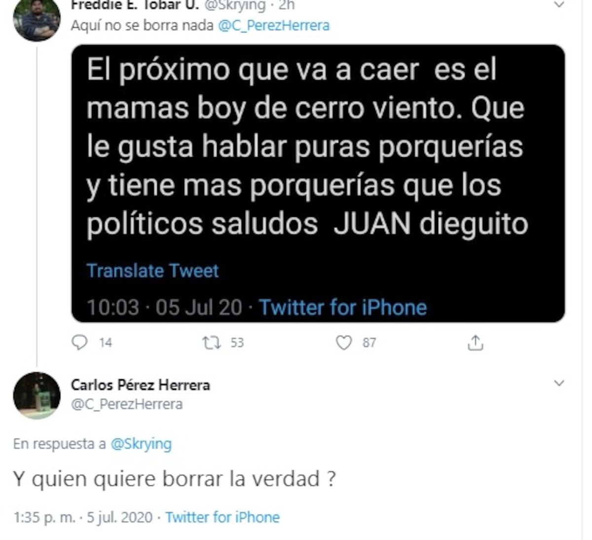 Supuesta amenaza contra Juan Diego revoluciona las redes. Se formó 