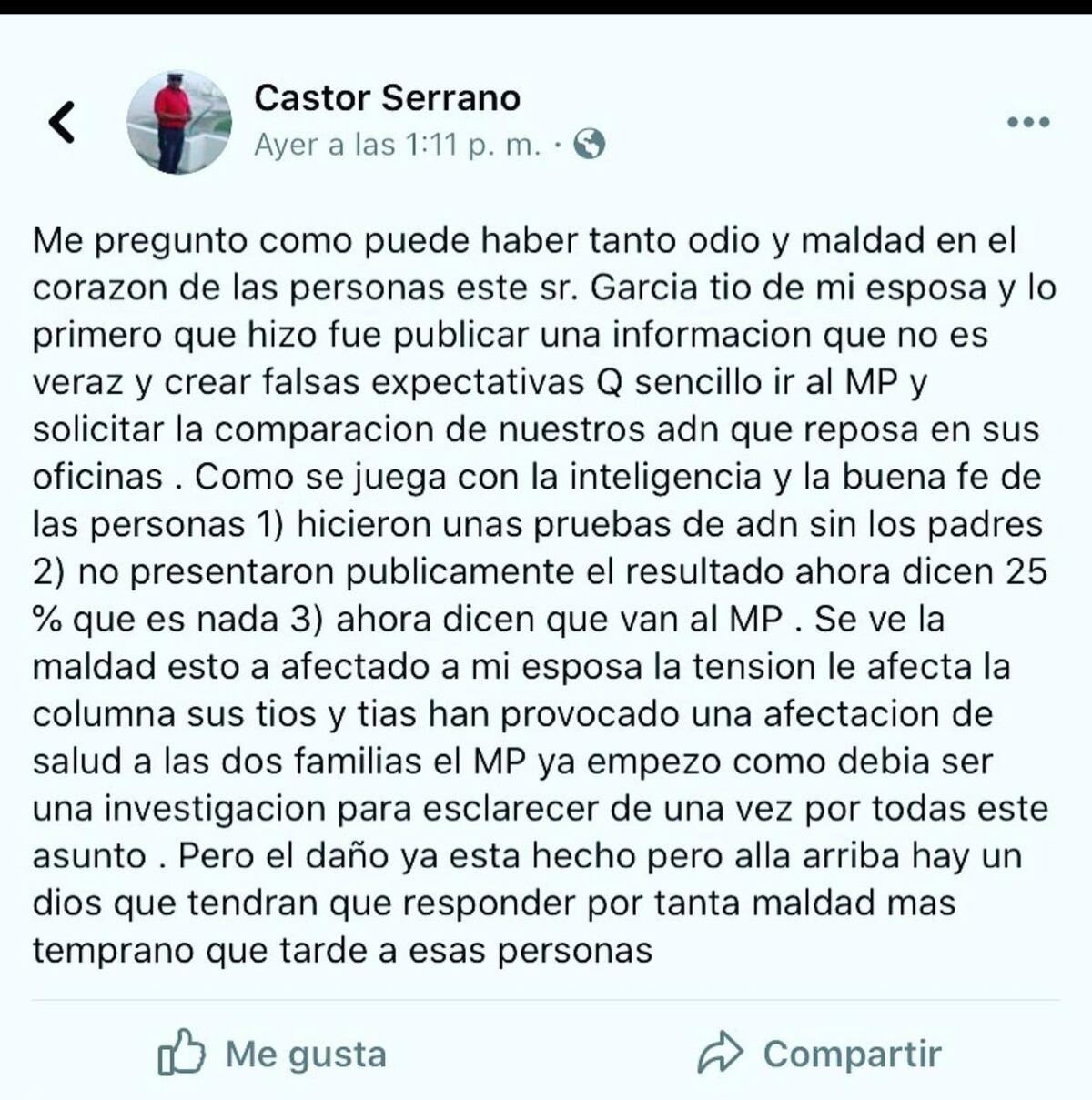 ‘Por qué tanta maldad’. Mamá de Mónica Serrano se encuentra muy afectada, según su esposo Castor