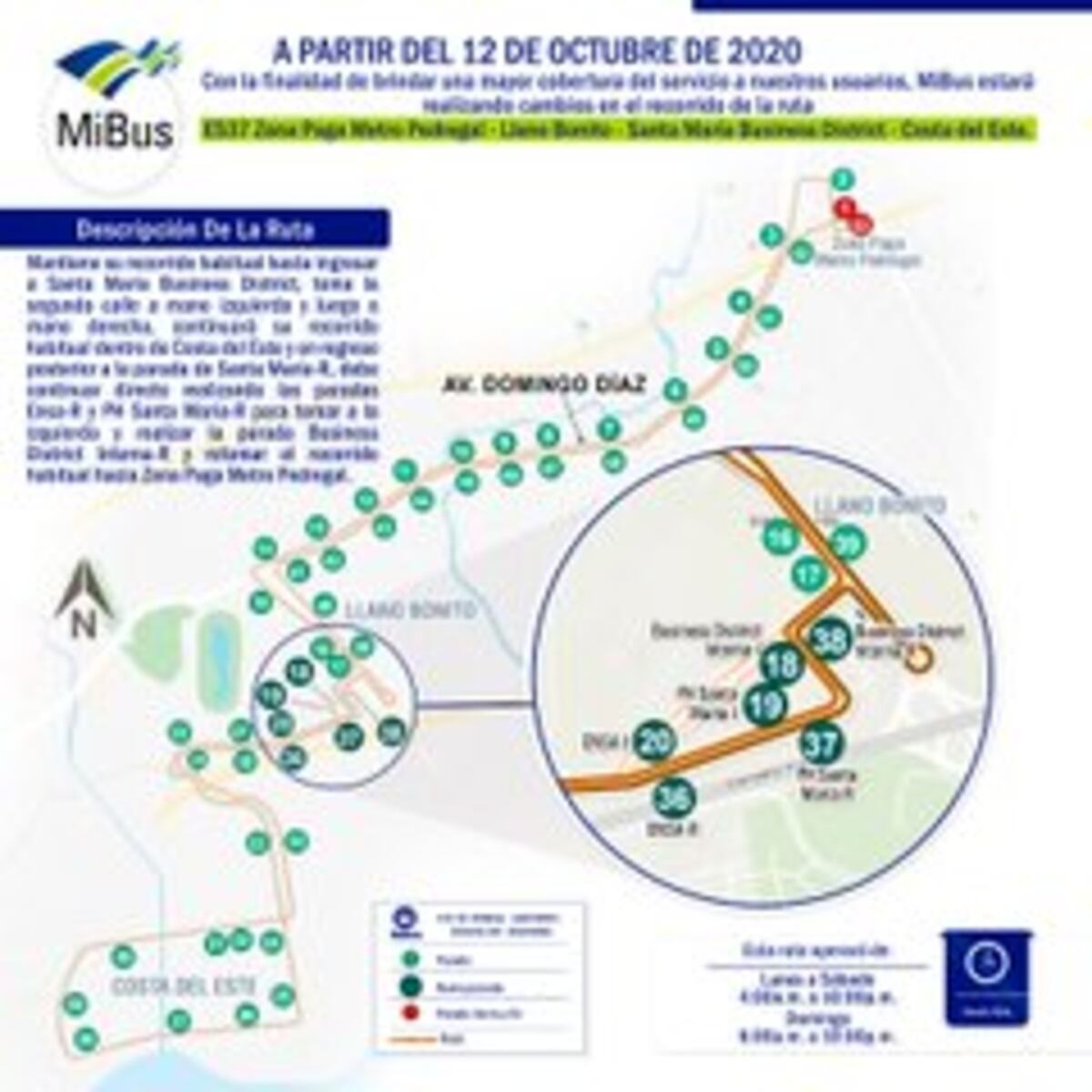 Atentos. A partir de este lunes 12 de octubre Mi Bus tendrá nuevos cambios