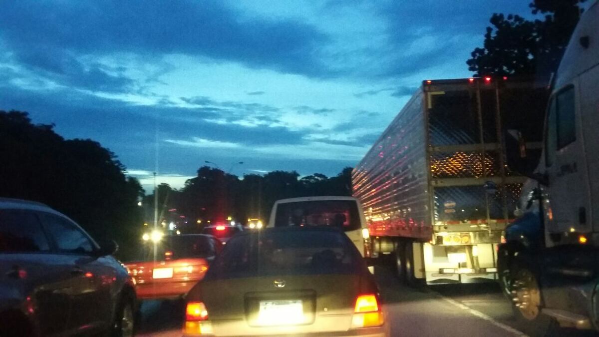 Mula por poco se cae del puente y genera tranque descomunal en la vía Centenario