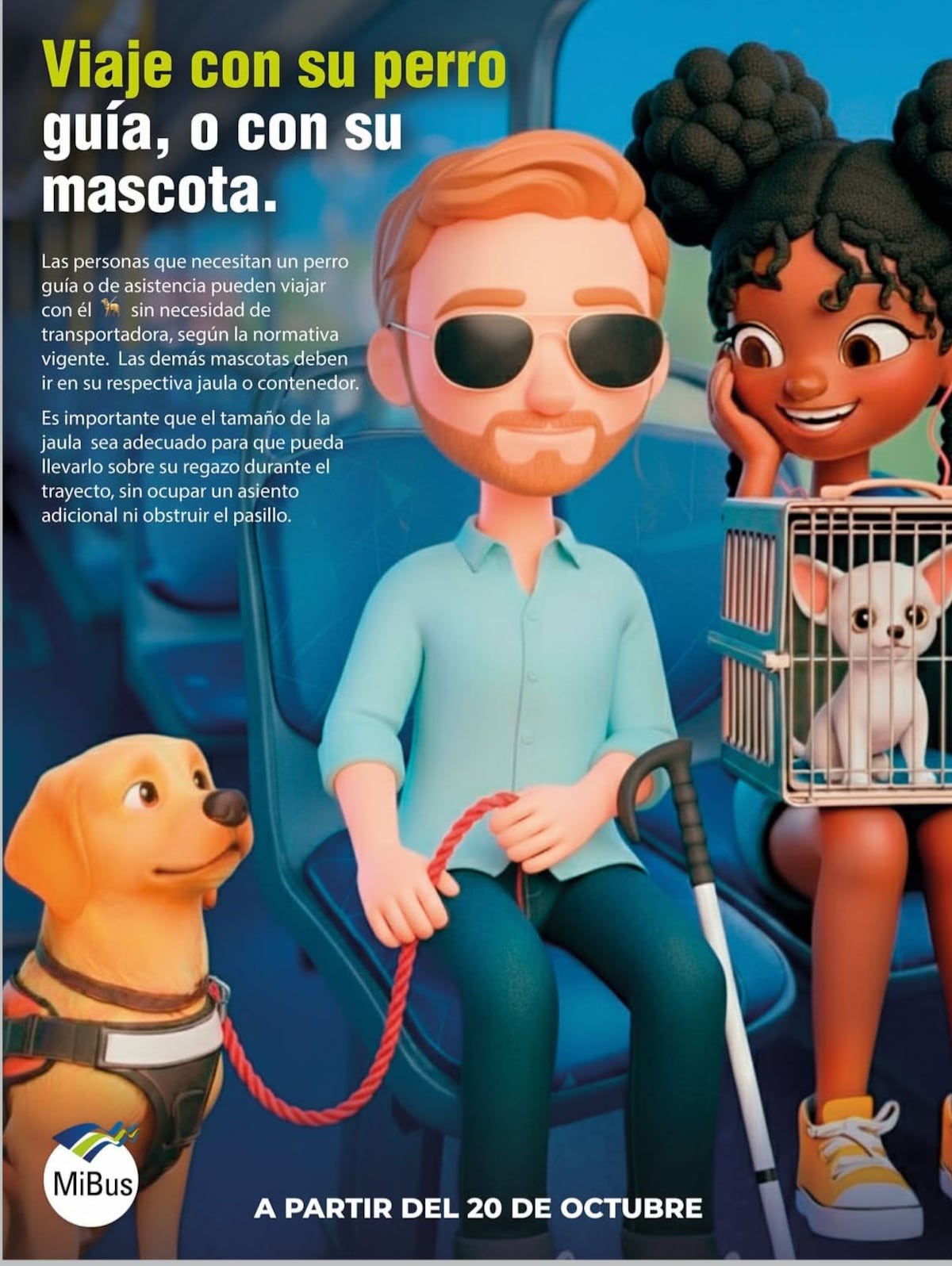 MiBus se pone animal lover: permitirán viajar con perros guía y mascotas pequeñas