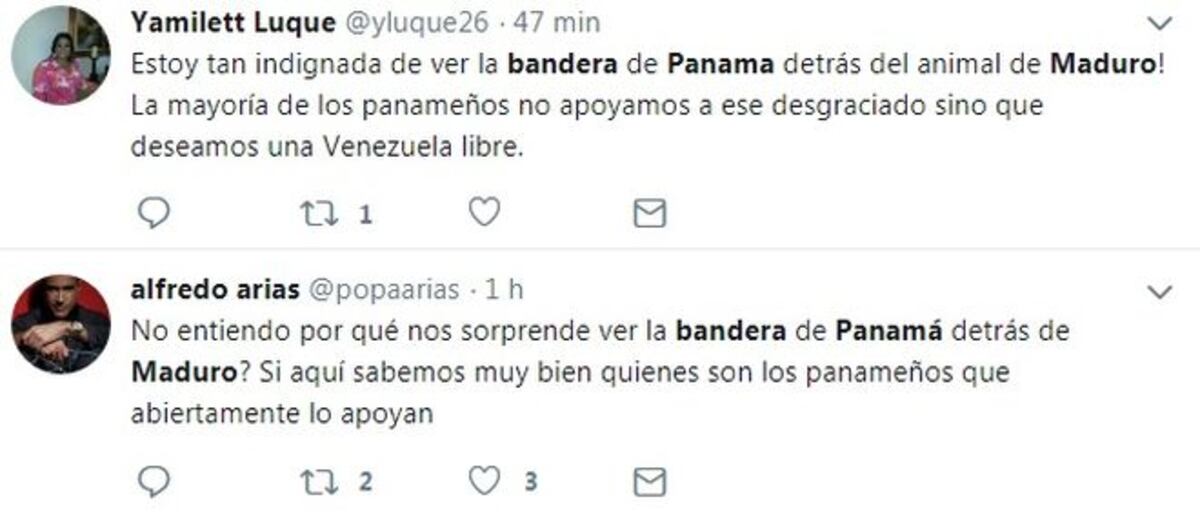 Indignación.  Ey, ey,ey.Bandera de Panamá en el discurso de Maduro causa revuelo