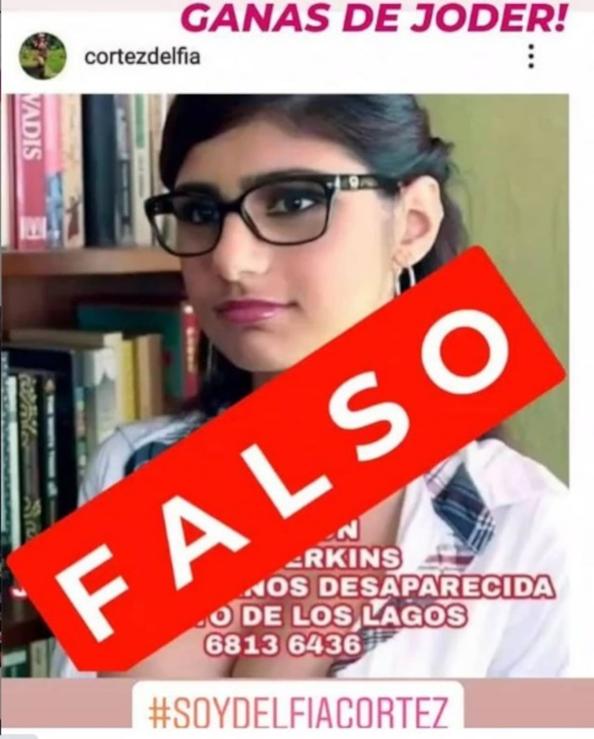 Delfia Cortez cayó en el meme de que ‘la estudiante’ Mia Khalifa está desaparecida. Se emberraca