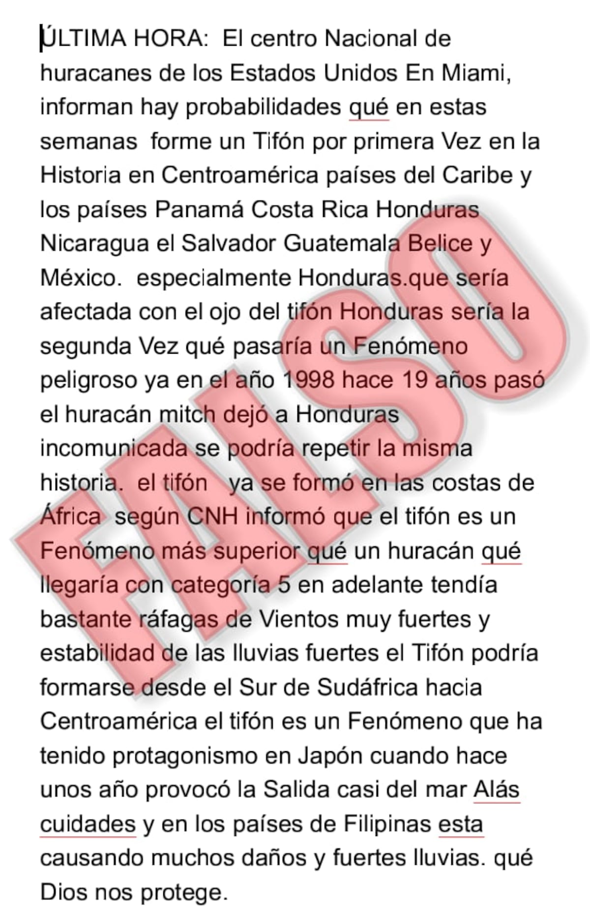 Autoridades advierten sobre el aviso  falso de ingreso  'tifón' en Panamá