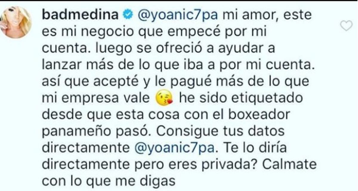 Yoani se enfrasca en las redes sociales con Bad Medina, la exnovia de Mayweather
