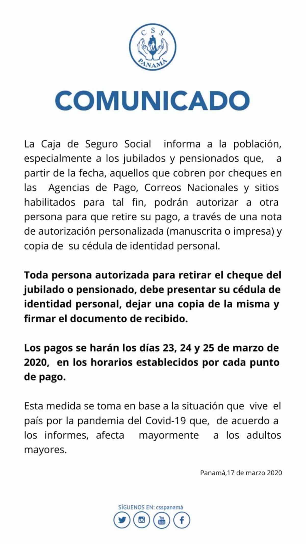 Adoptan medidas para que jubilados puedan cobrar sus cheques