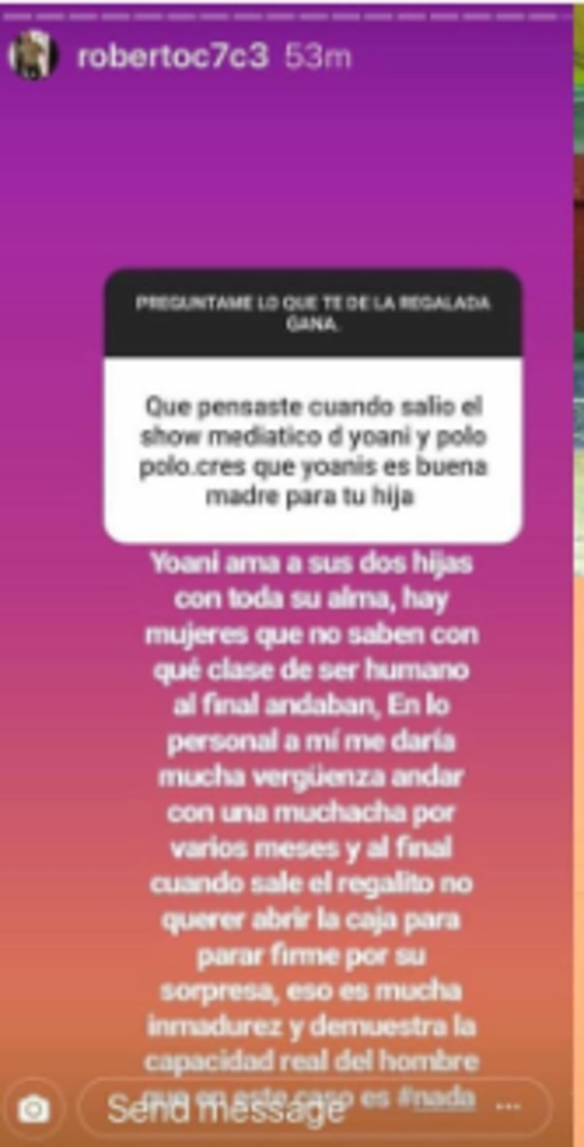 El ex de Yoani Ben le manda un mensaje a Polo Polo 