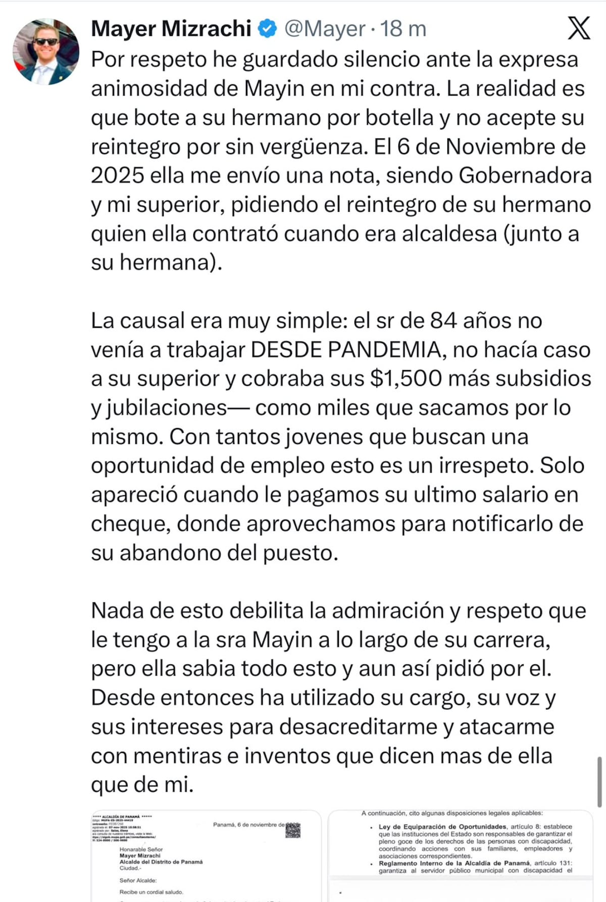 SE DESTAPÓ LA OLLA: Alcalde Mizrachi revela la razón detrás de sus diferencias con Mayín: ‘Me pidió reintegrar a su hermano de 84 años y que no venía a trabajar DESDE PANDEMIA’