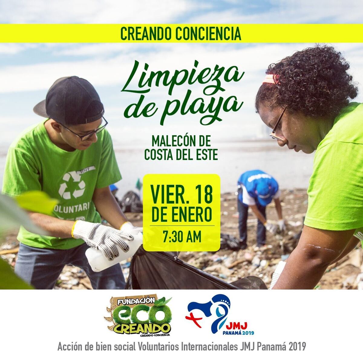 Voluntarios de la JMJ limpiarán playa en el Malecón de Costa del Este