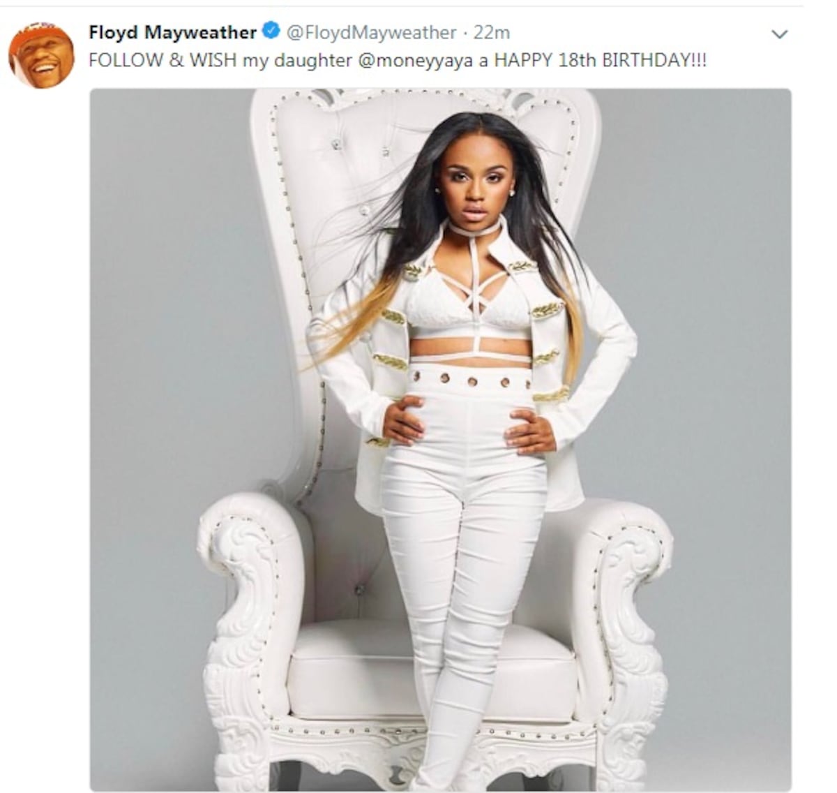 La hija de Floyd Mayweather y amiguita de Liza Hernández llega a los 18 años 