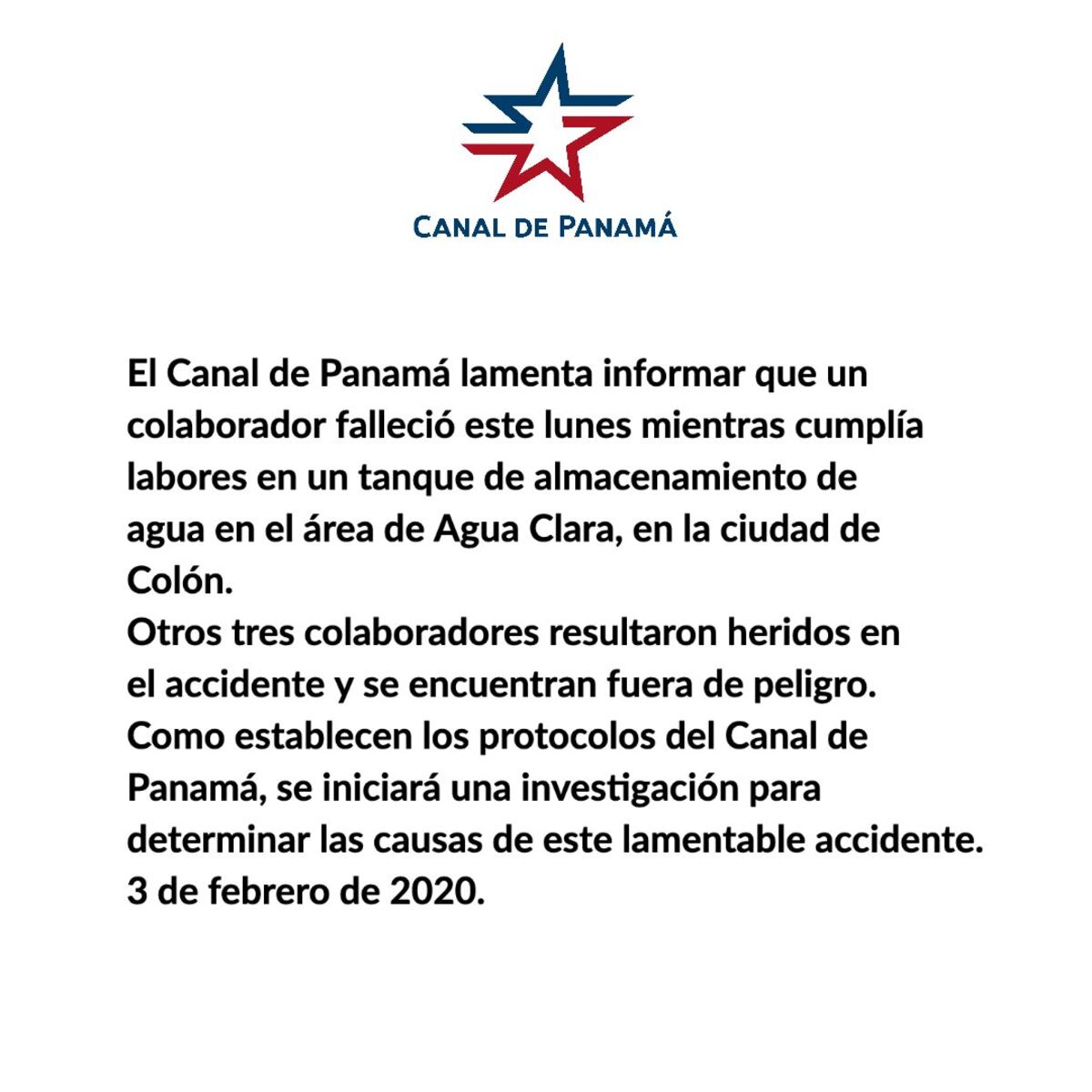 Fallece trabajador del Canal de Panamá en Agua Clara 