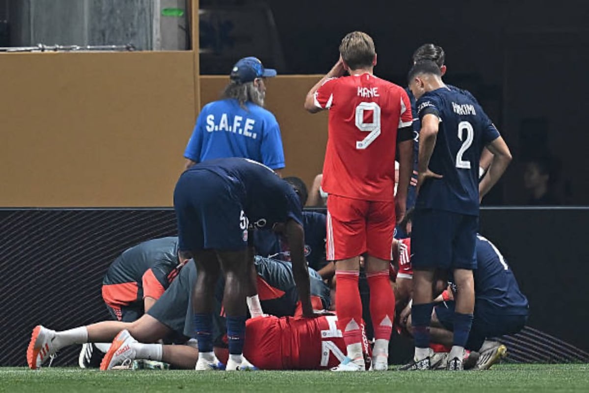 ¡Brutal! Musiala se rompe el tobillo tras choque con Donnarumma