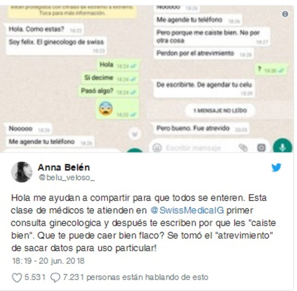 Médico ginecólogo se pasó de liso por Whatsapp con paciente y lo suspenden