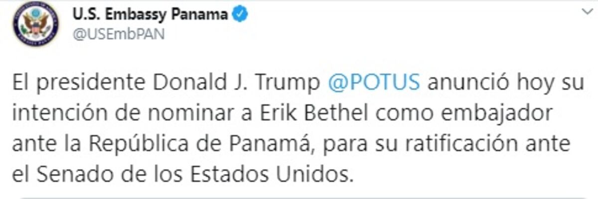 Trump nomina a nuevo embajador de Estados Unidos en Panamá