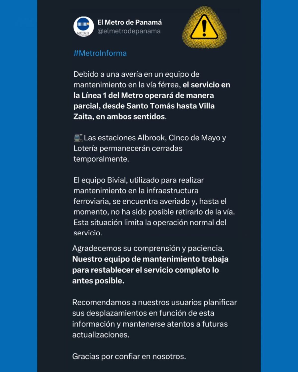 Trenes llenos, estaciones cerradas y empujadera: así fue el amanecer en el Metro de Panamá