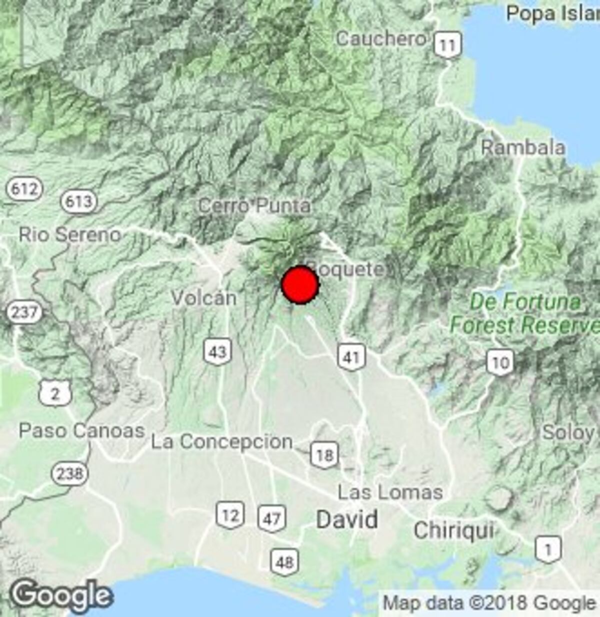 Se registra un sismo de 4,1 en las tierras altas chiricanas
