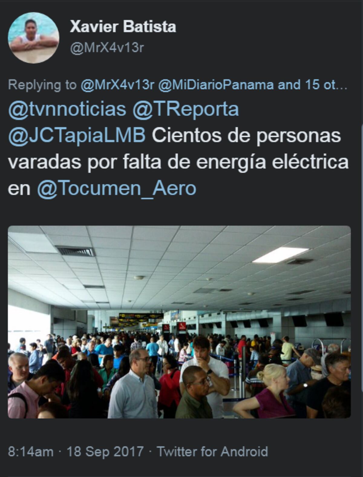 ¡SIN LUZ! Aeropuerto de Tocumen por fallas en circuitos eléctricos 
