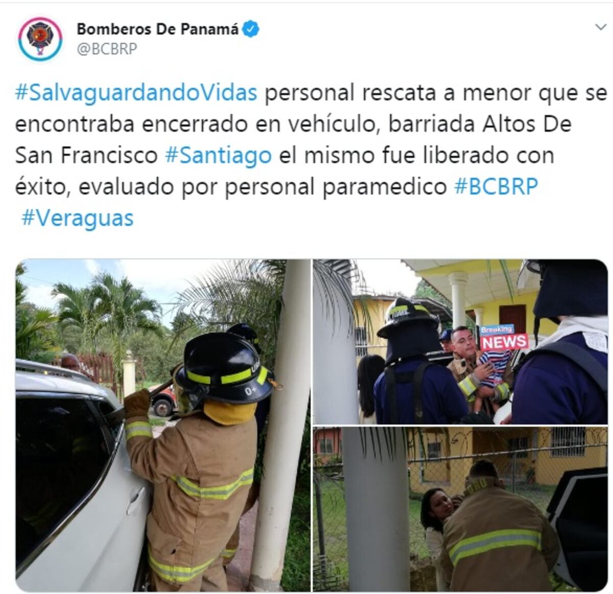 Otro bebé queda atrapado dentro de un auto estacionado. Bomberos entran en acción