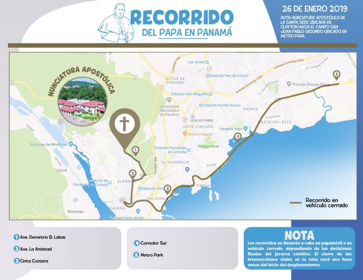 Estos son los 23 desplazamientos que realizará el Papa Francisco durante la JMJ