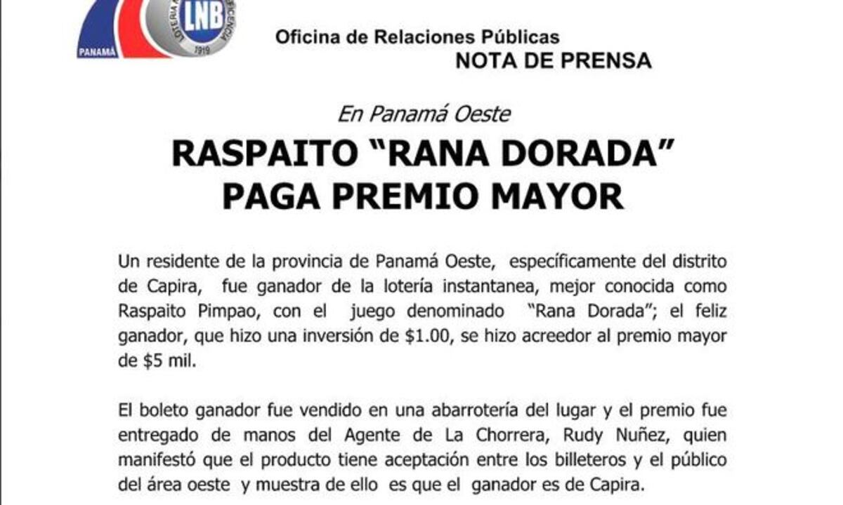 ¡QUE SUERTE! Invirtió 1 dólar y se ganó 5 mil con la 'Rana Dorada' de la Lotería