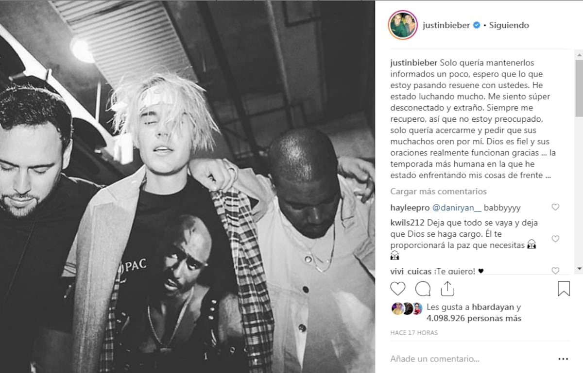 Justin Bieber vive momento complicado y pide a sus fanes que oren por él