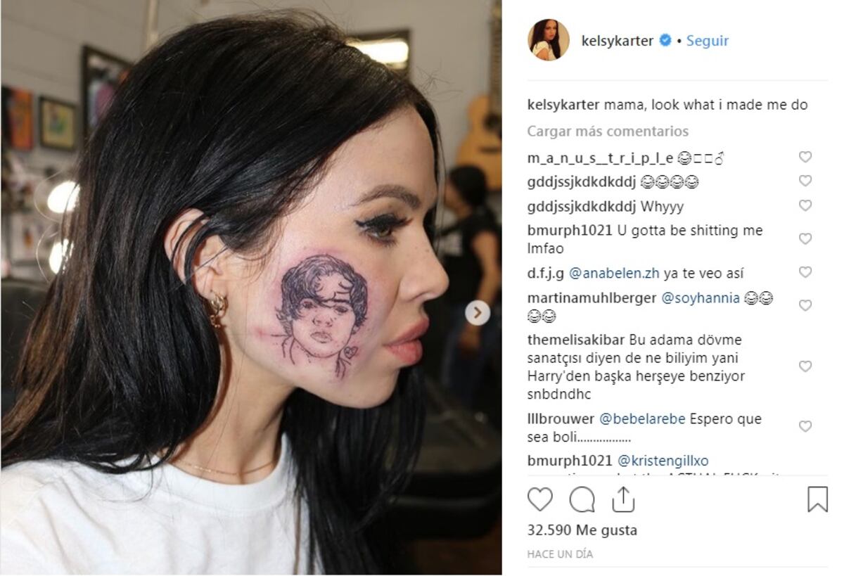 Cantante se tatúa en la cara la imagen de Harry Styles