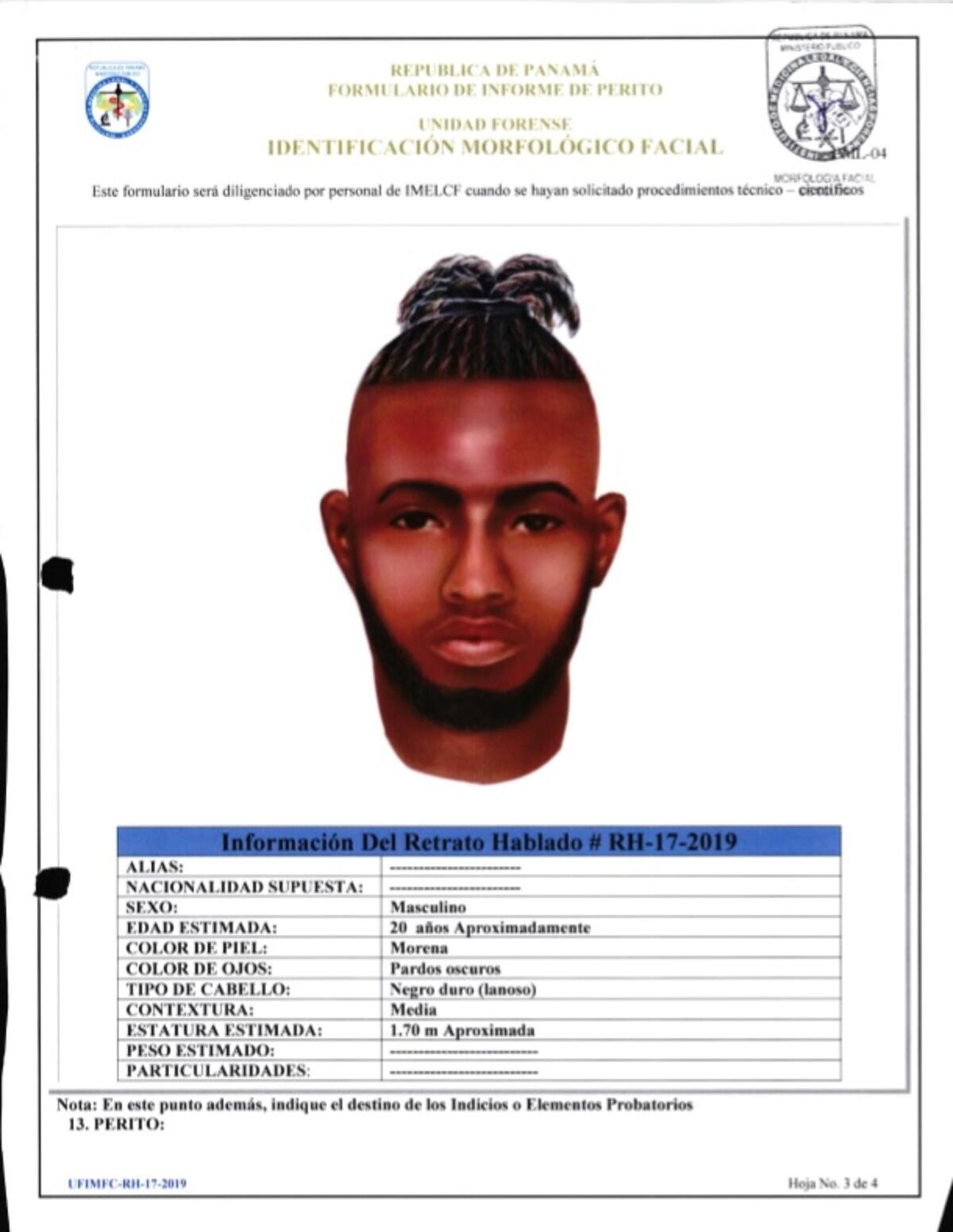 Con retrato hablado buscan a presunto homicida en Colón