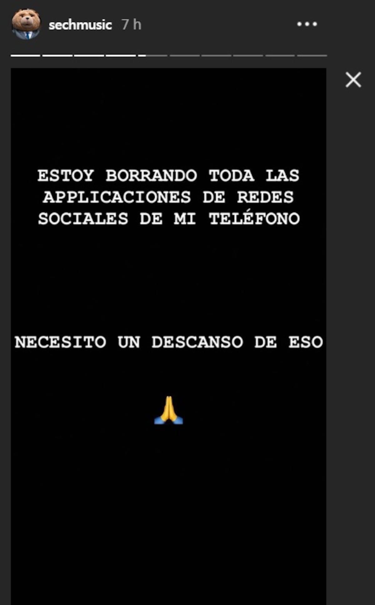 Sech necesita un descanso y borró todas las aplicaciones de su celular