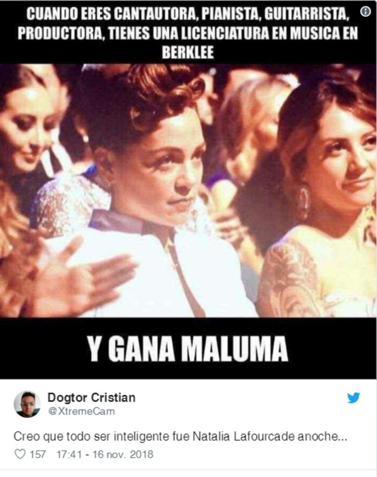 Luego de ganar su Latin Grammy  Natalia Lafourcade le manda mensaje a Maluma