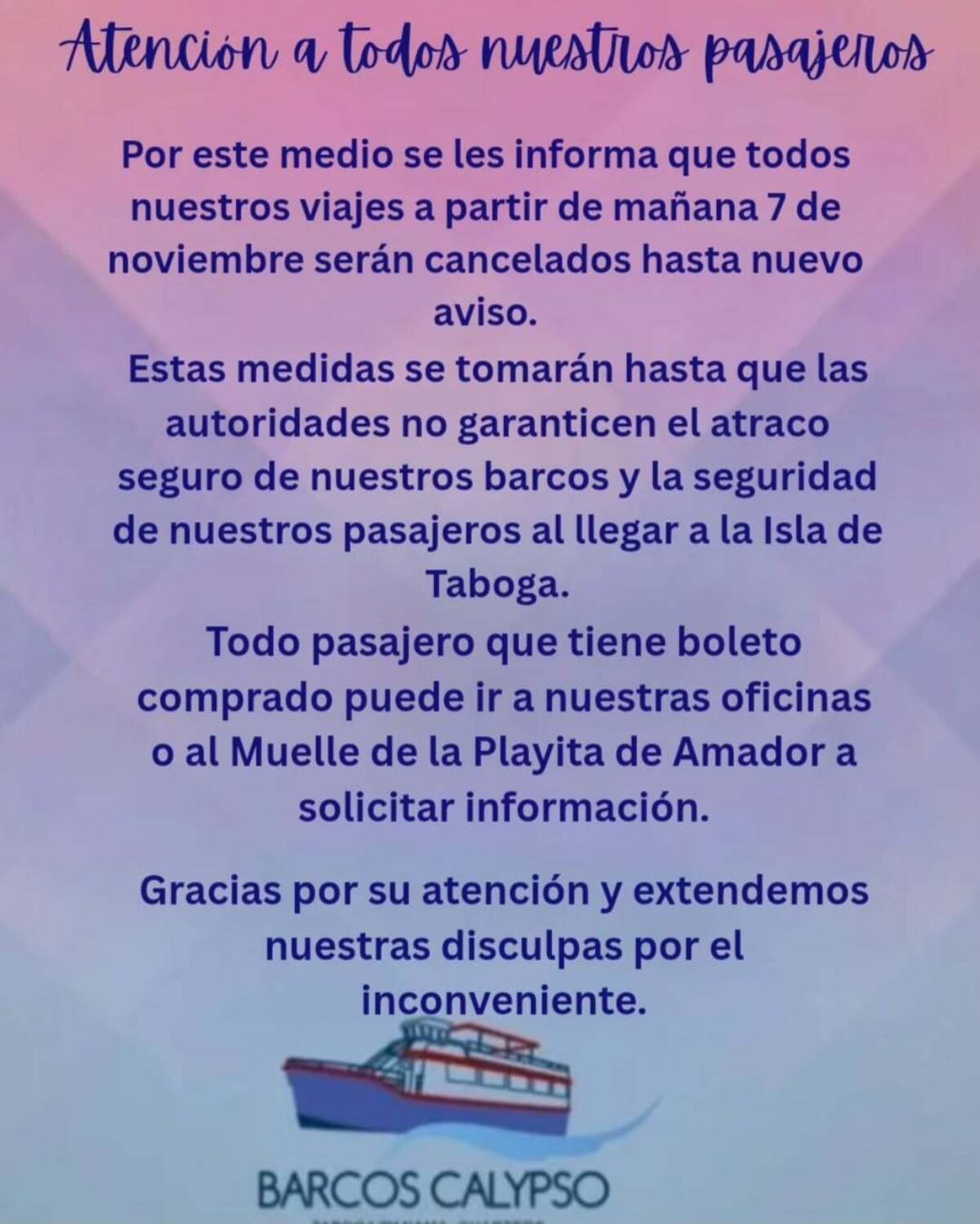 Suspenden viajes a Taboga por protestas contra el aumento de pasaje