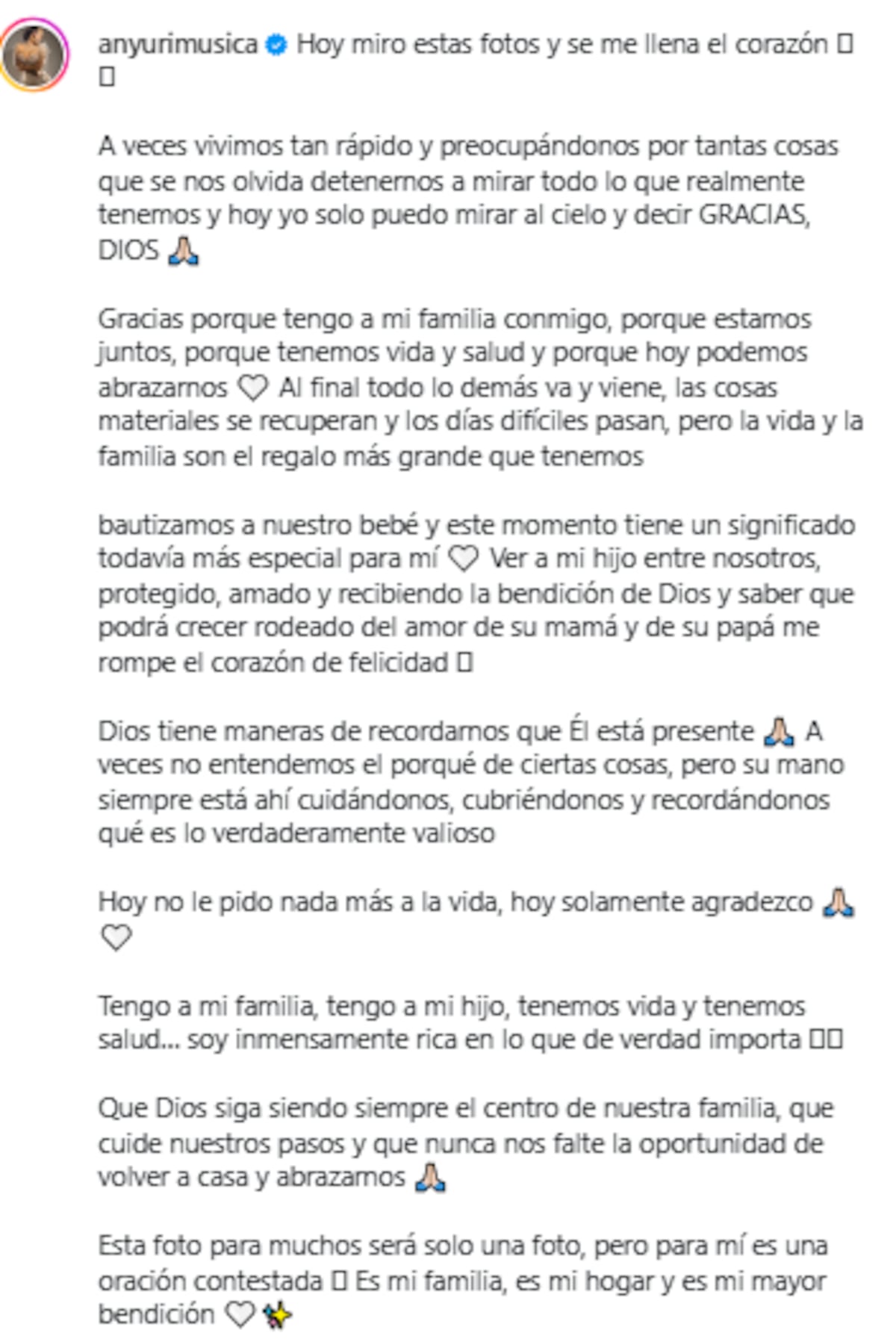 ‘GRACIAS, DIOS 🙏🏻': Anyuri bautiza a su pequeño rodeada del amor de su familia y amigos