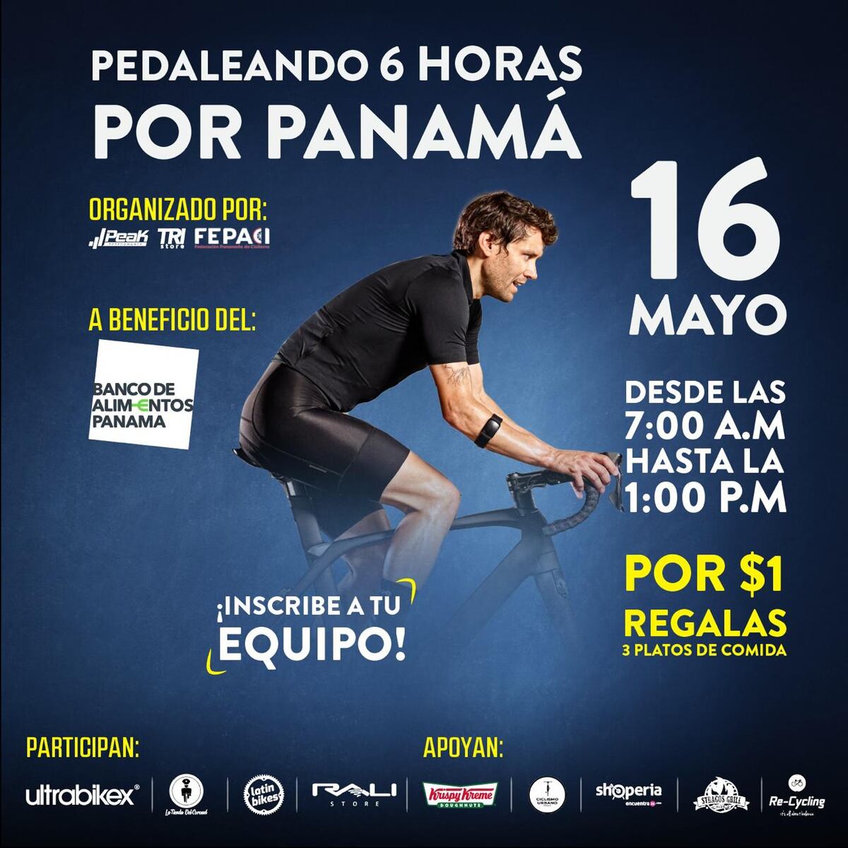 Pedalea seis horas seguidas a beneficio del banco de alimentos