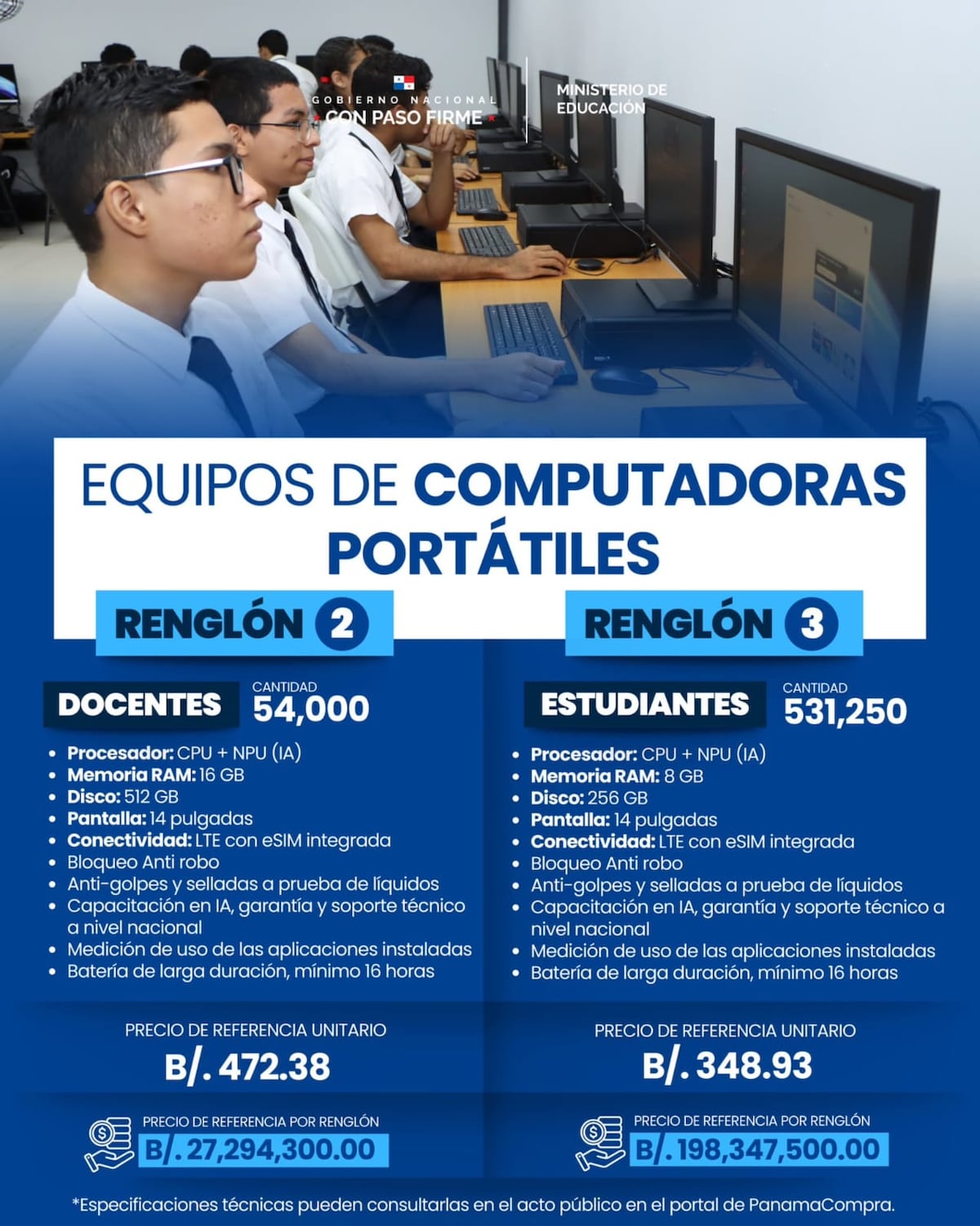 Meduca abre millonaria licitación para más de 585 mil laptops con IA