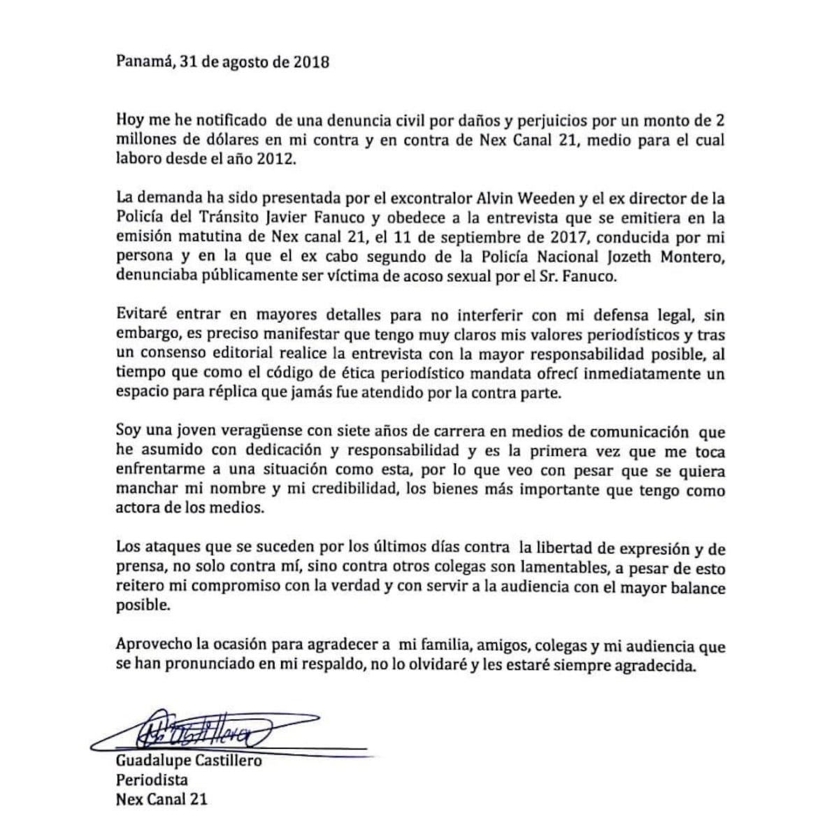 Comisionado Fanuco demanda por $2 millones a presentadora de noticias