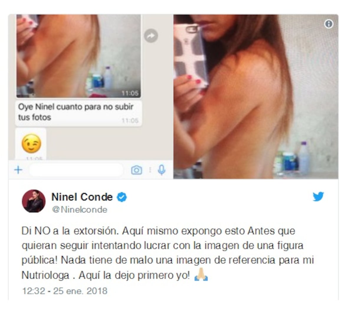 ¡INTENTARON EXTORSIONARLA! Y Ninel Conde decidió publicar la foto íntima