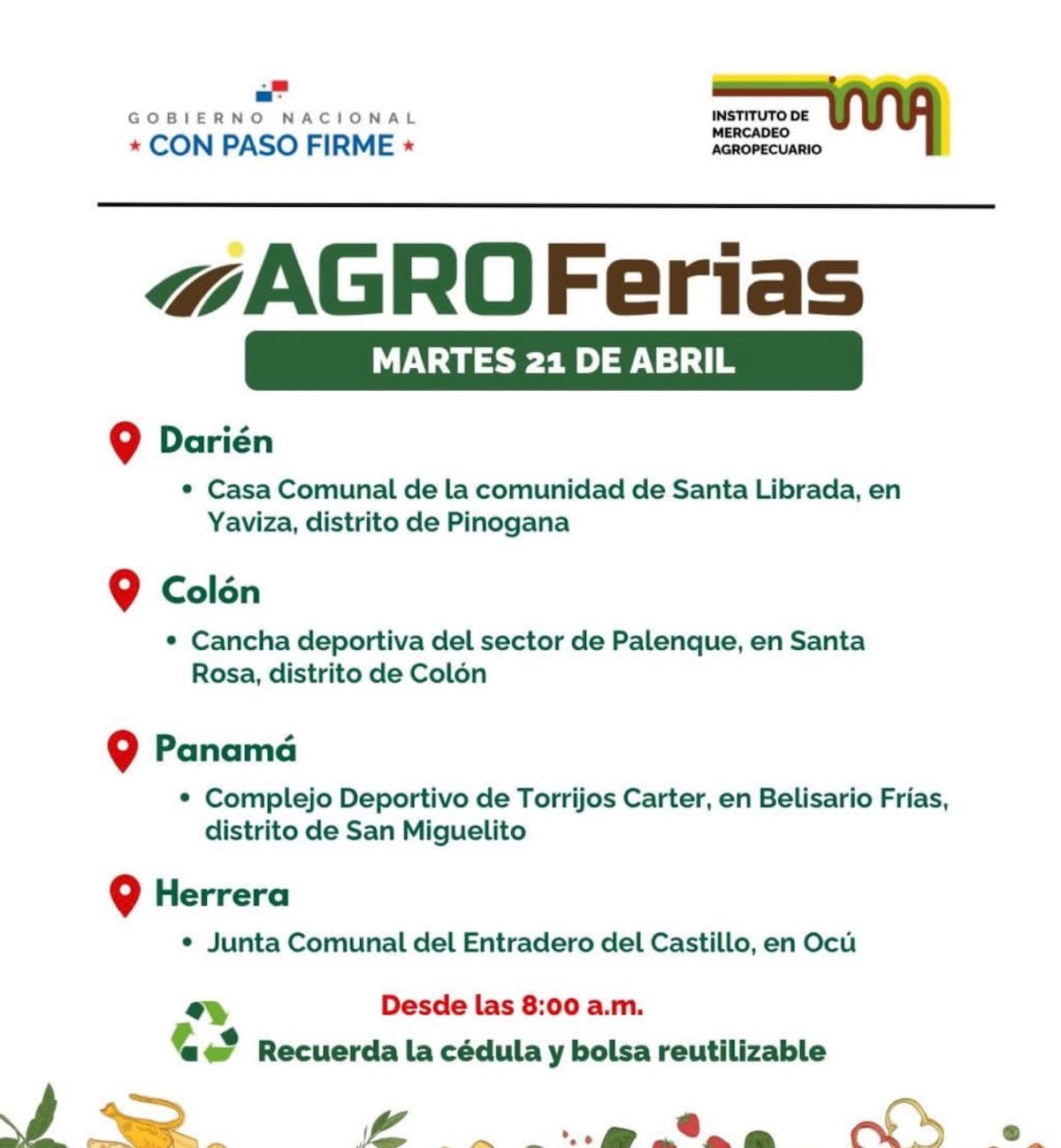 Agroferias del IMA este martes: puntos de venta en todo Panamá