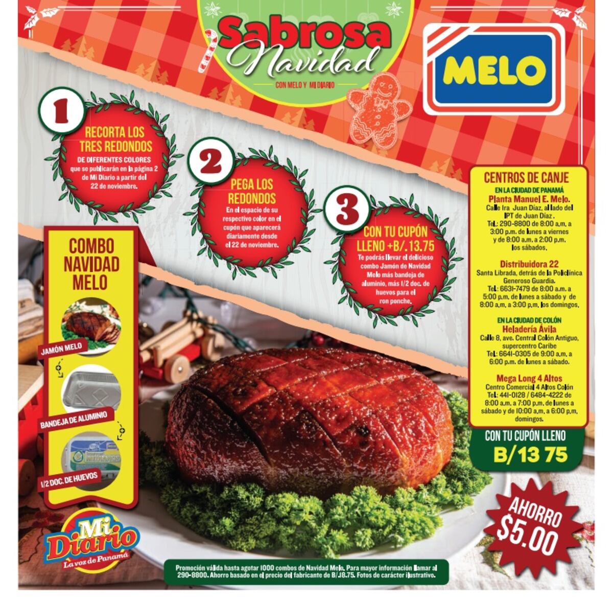 Asegura tu jamón en combo. ‘Sabrosa Navidad con Melo y Mi Diario’