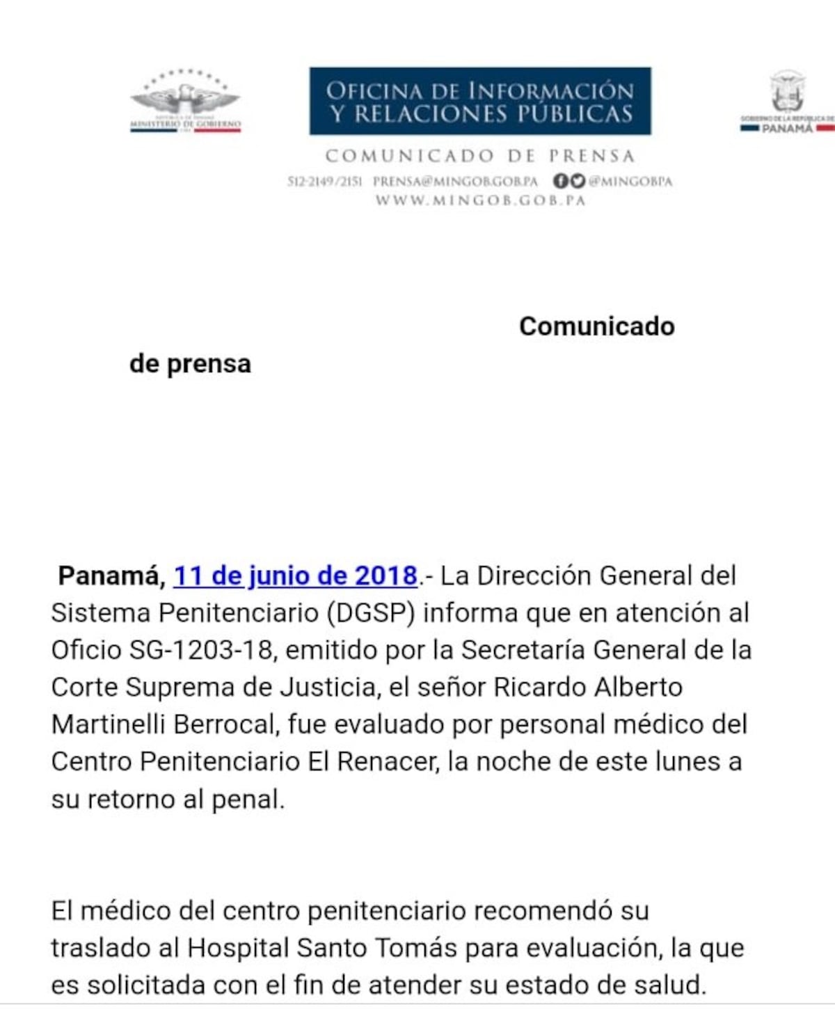 Martinelli se negó a tomar medicamentos,juez de garantías pondrá orden