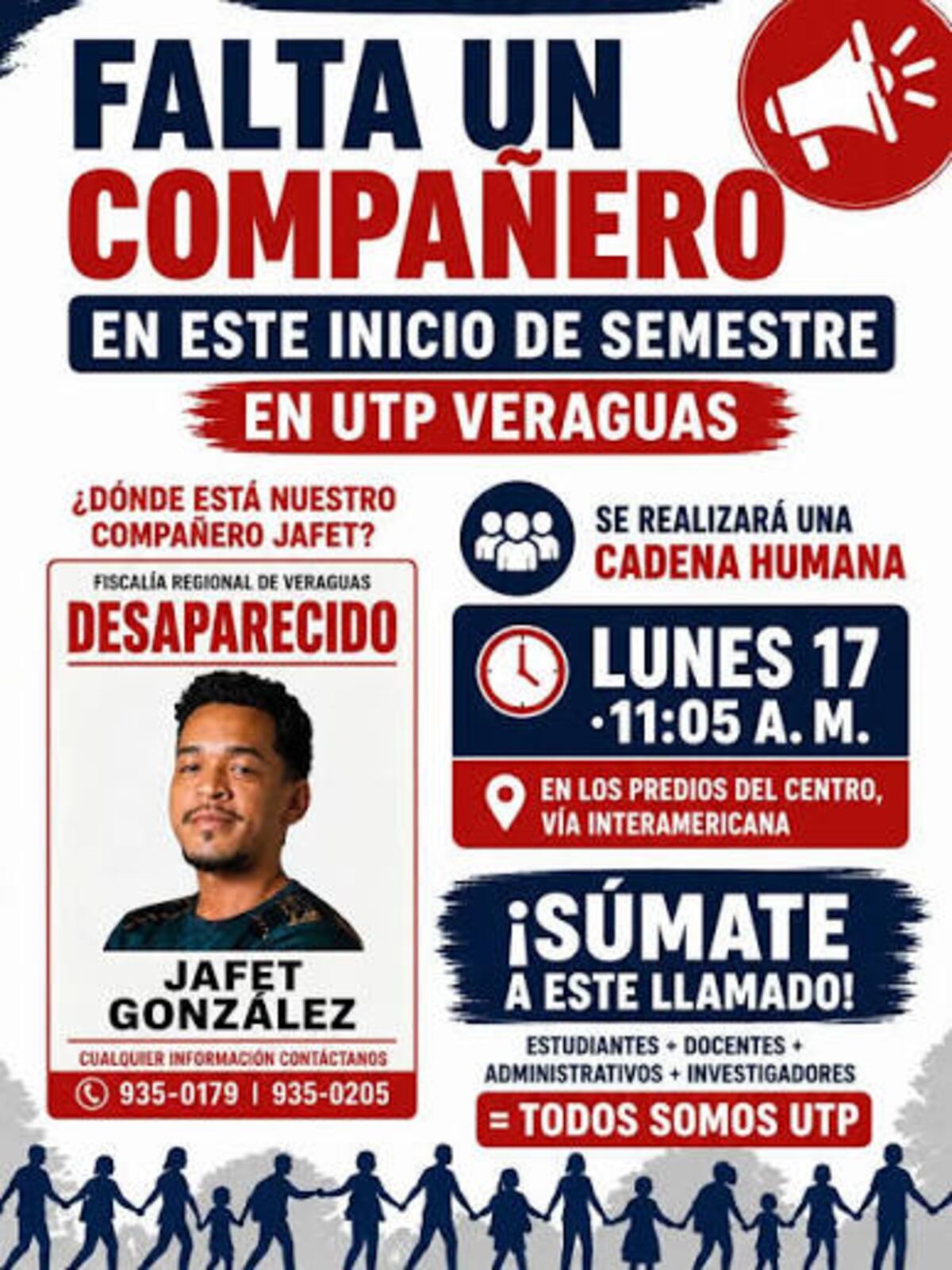 VIDEO | Madre de Jafeth González, joven desaparecido, ruega en medio de cadena humana: ‘Yo necesito a mi hijo en casa’