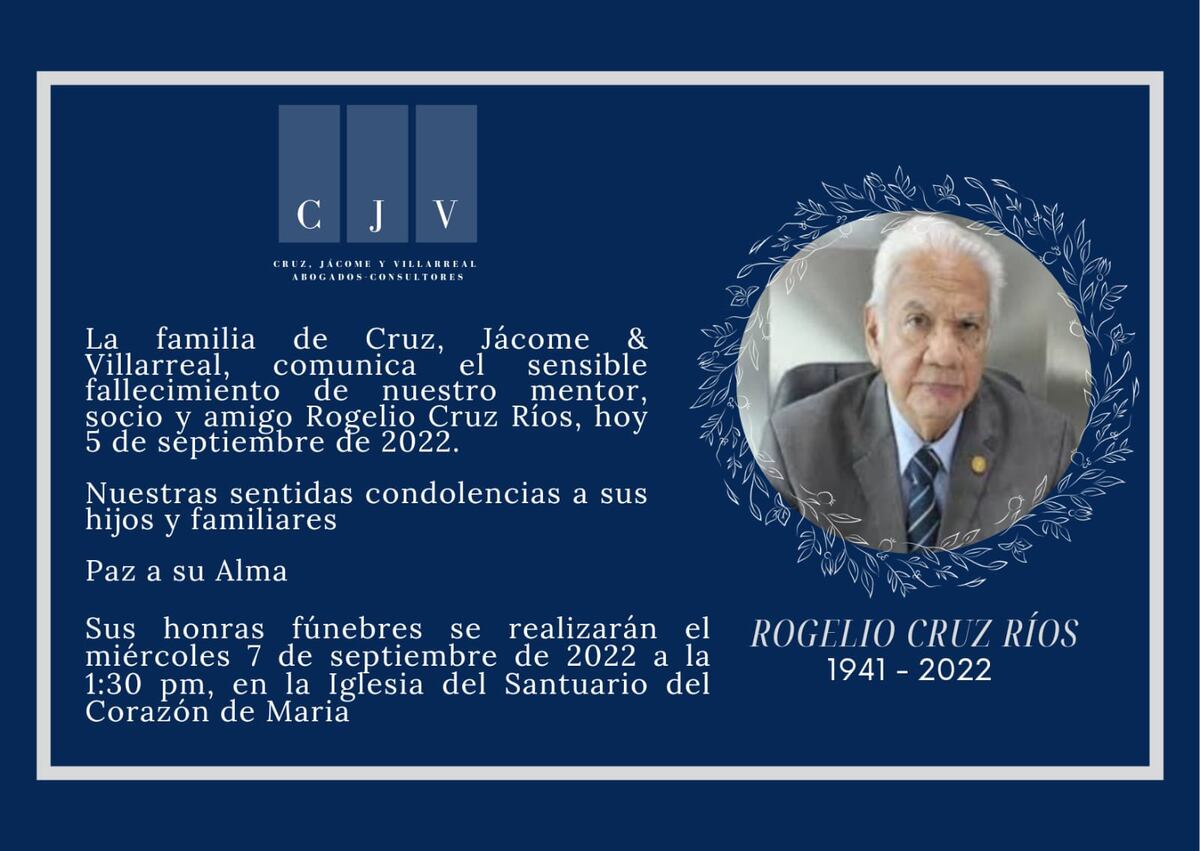 Este miércoles le darán el último adiós al exprocurador Rogelio Cruz