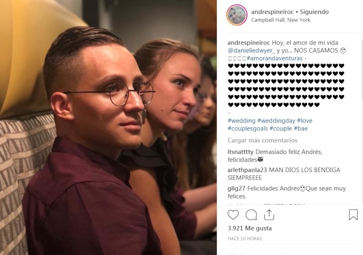 El expresentador de TV y viajero Andrés Piñeiro se casó 